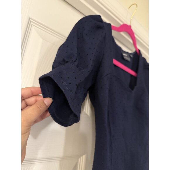 Anthropologie Maeve Women's Sevigny Blue Polka Dot Puff Sleeve Blouse Size XS - Picture 5 of 8